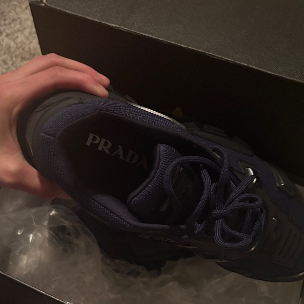 Prada Men's Black and Dark Blue Sneakers - Picture 2 of 6